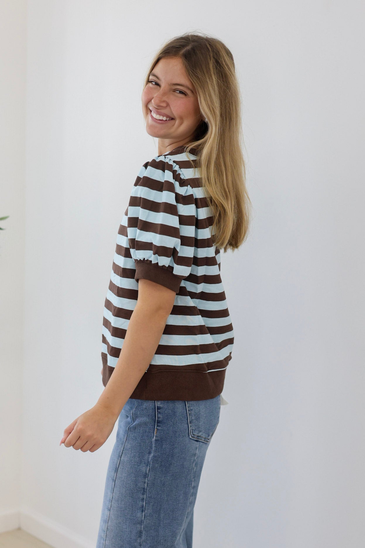 Call Me Maybe Stripe Top Chocolate/Blue - view 3