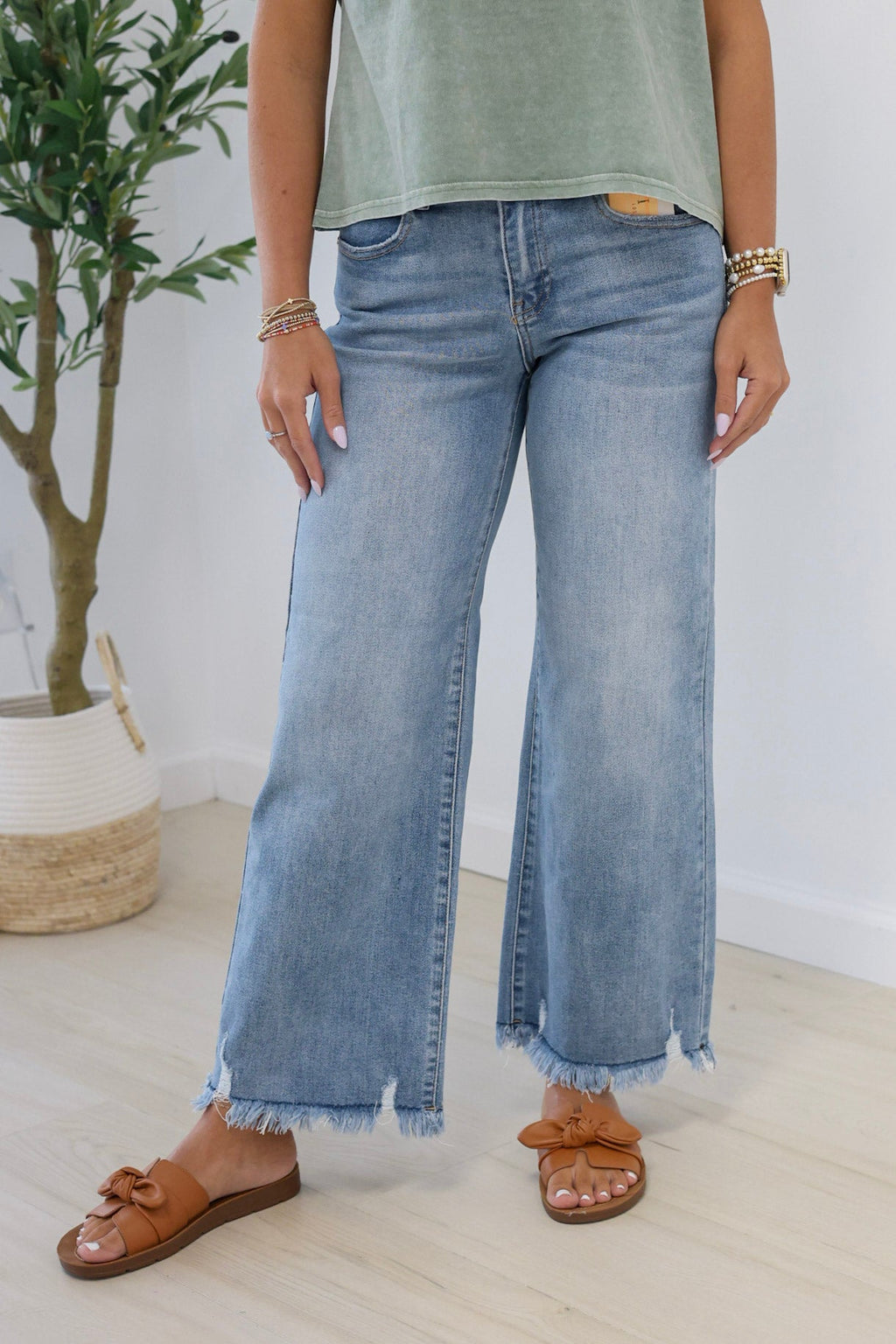 Drinks on Me Mid Rise Crop Jeans by Risen in Light Wash - view 1