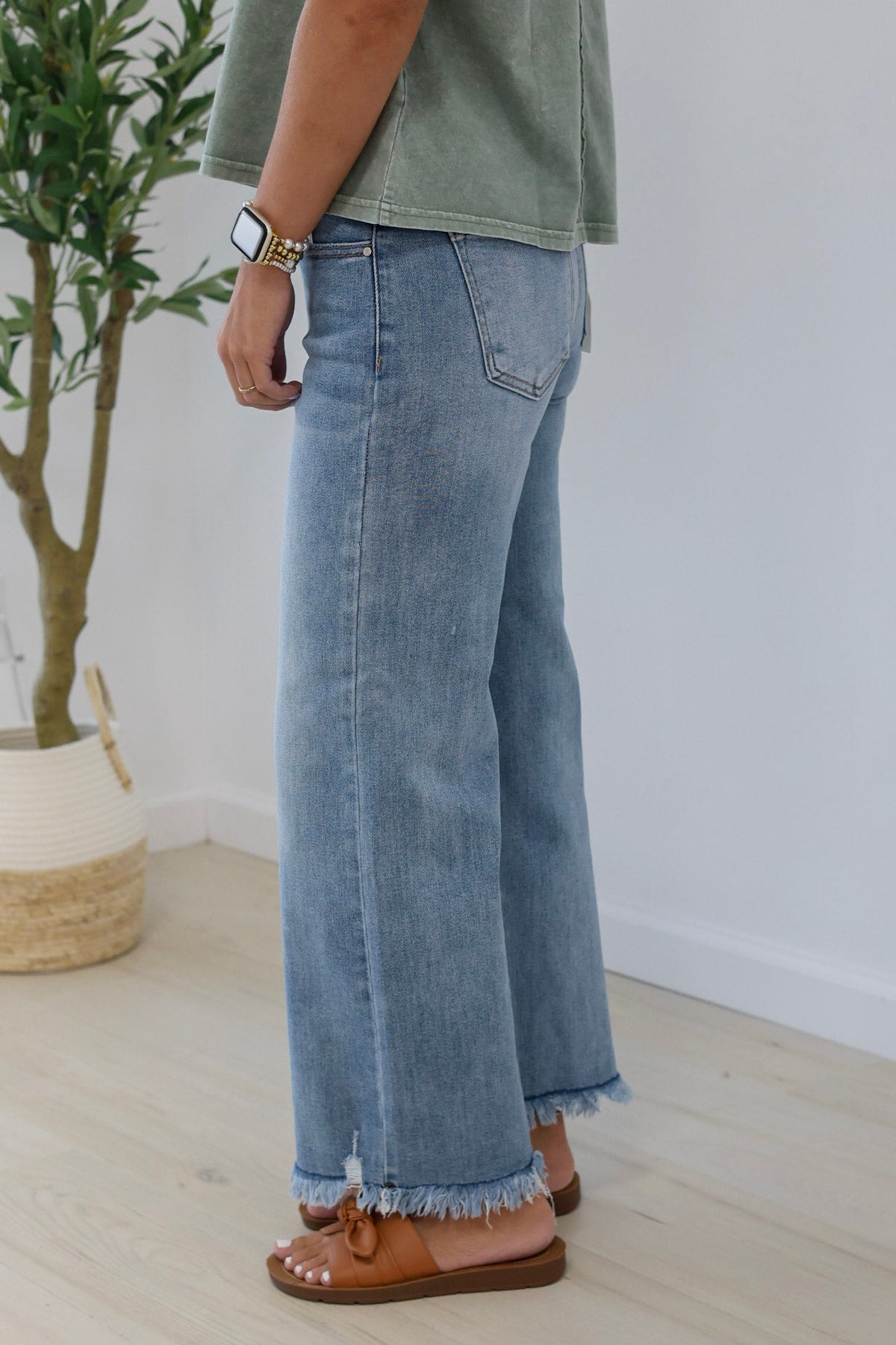 Drinks on Me Mid Rise Crop Jeans by Risen in Light Wash - view 2