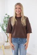 Easy Weekends Boxy Top in Chocolate Brown - view 1
