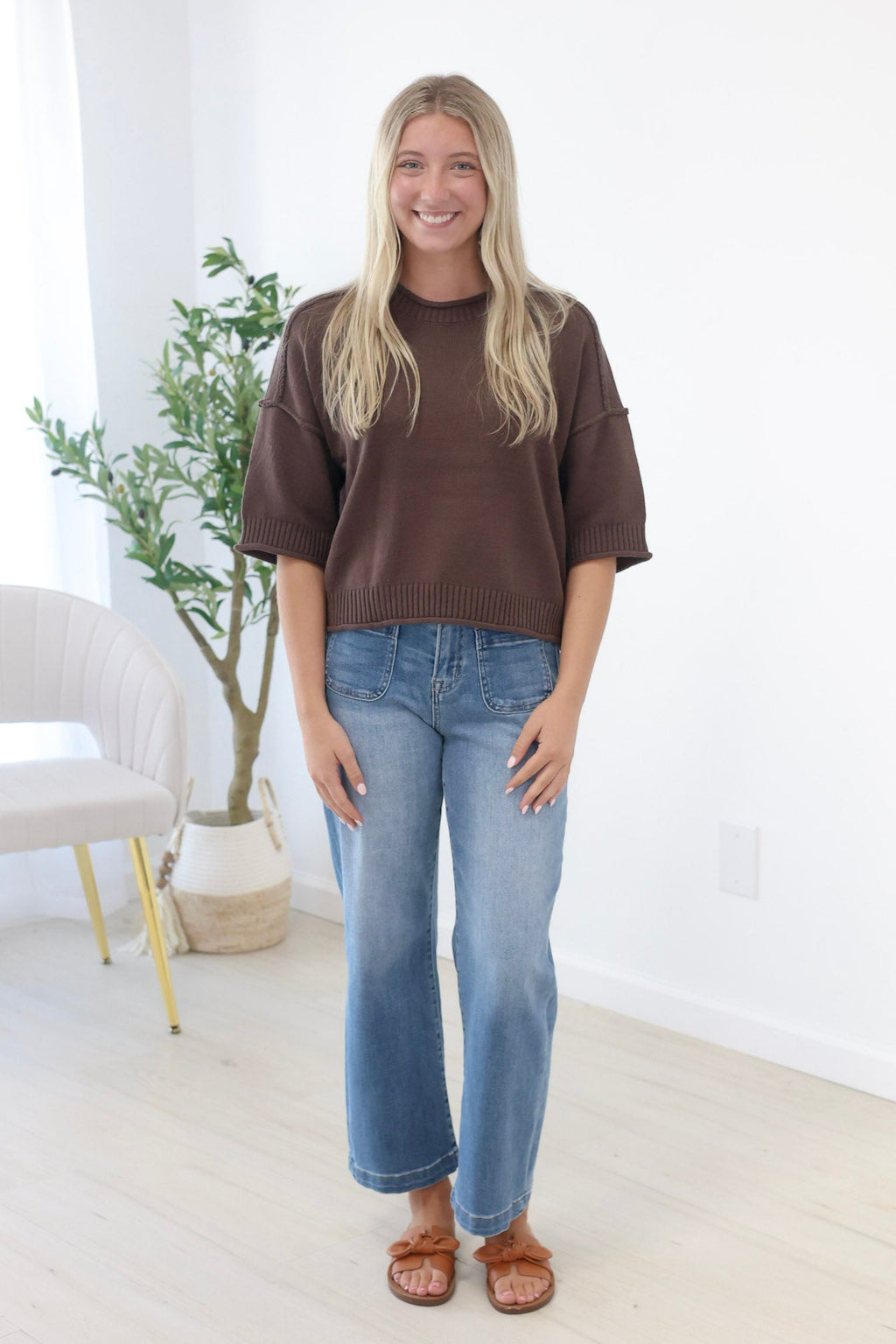 Easy Weekends Boxy Top in Chocolate Brown - view 2