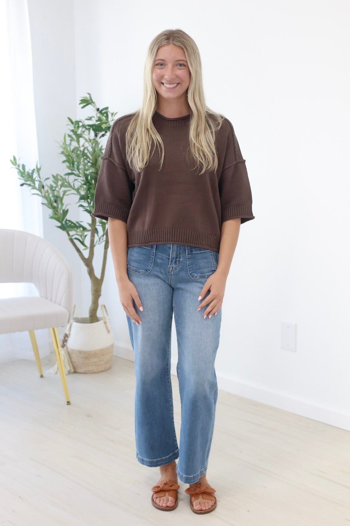 Easy Weekends Boxy Top in Chocolate Brown - view 2