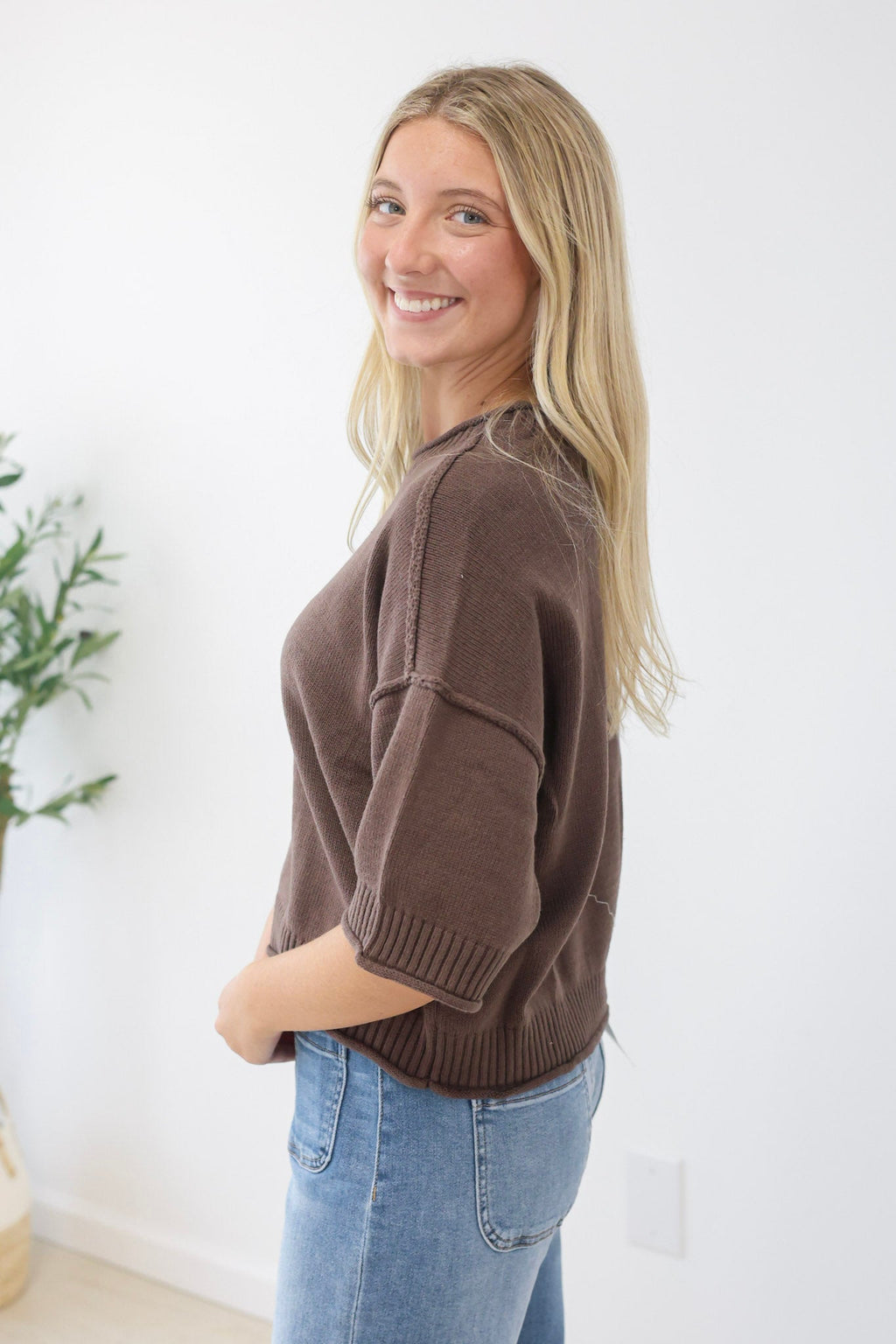 Easy Weekends Boxy Top in Chocolate Brown - view 3