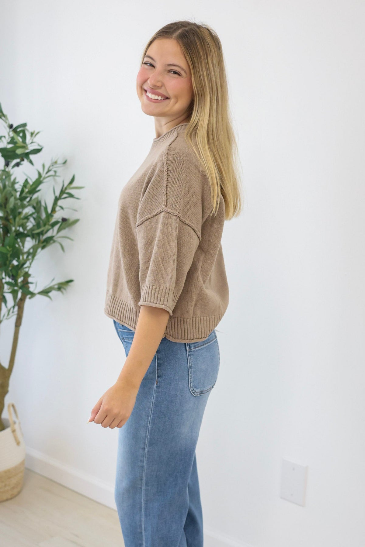 Easy Weekends Boxy Top in Taupe - view 3