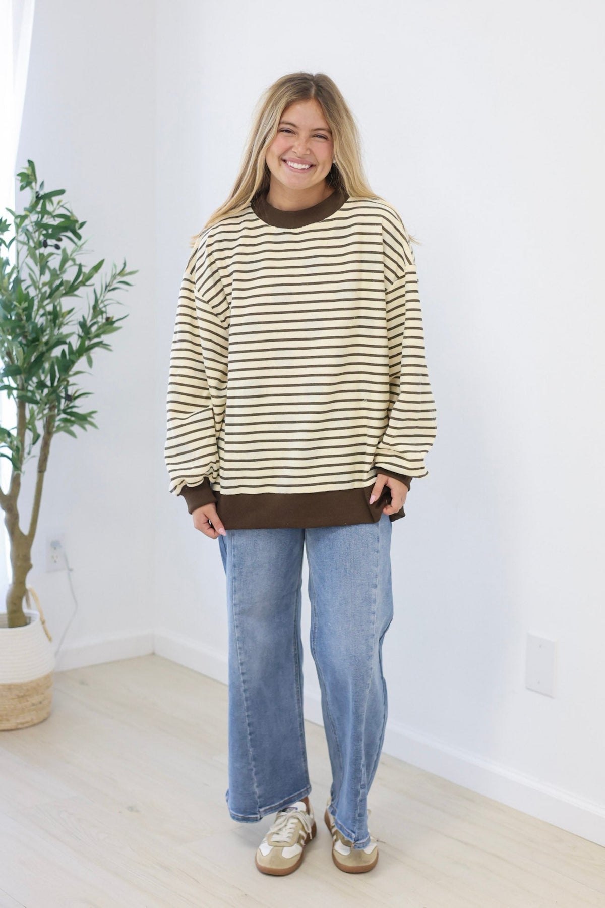 Fall Time Favorite Reversible Stripe/Polka Dot Pullover - view 5