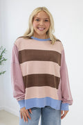Mix it Up Striped Top in Chocolate Strawberry - view 1