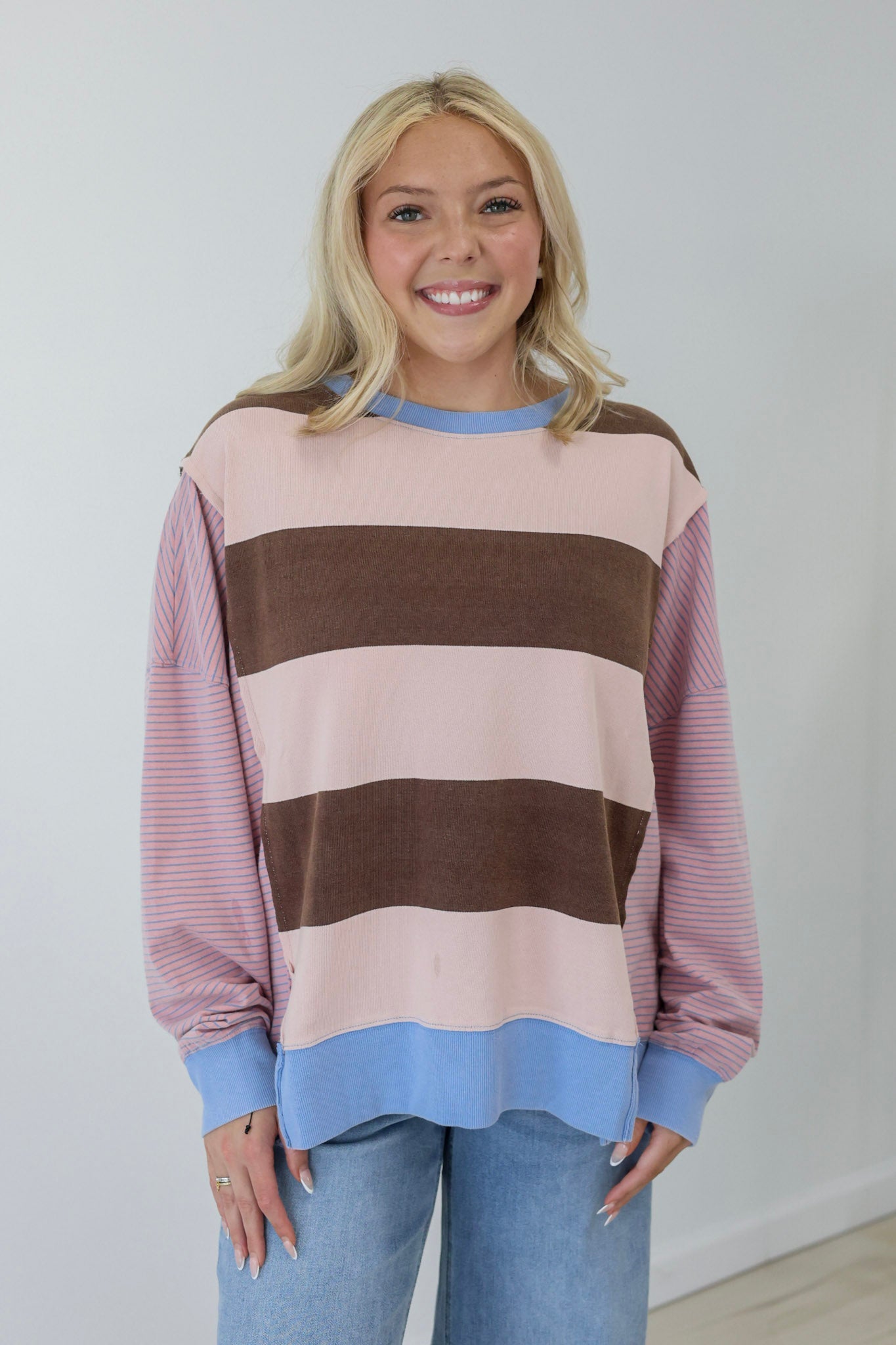 Mix it Up Striped Top in Chocolate Strawberry - view 4