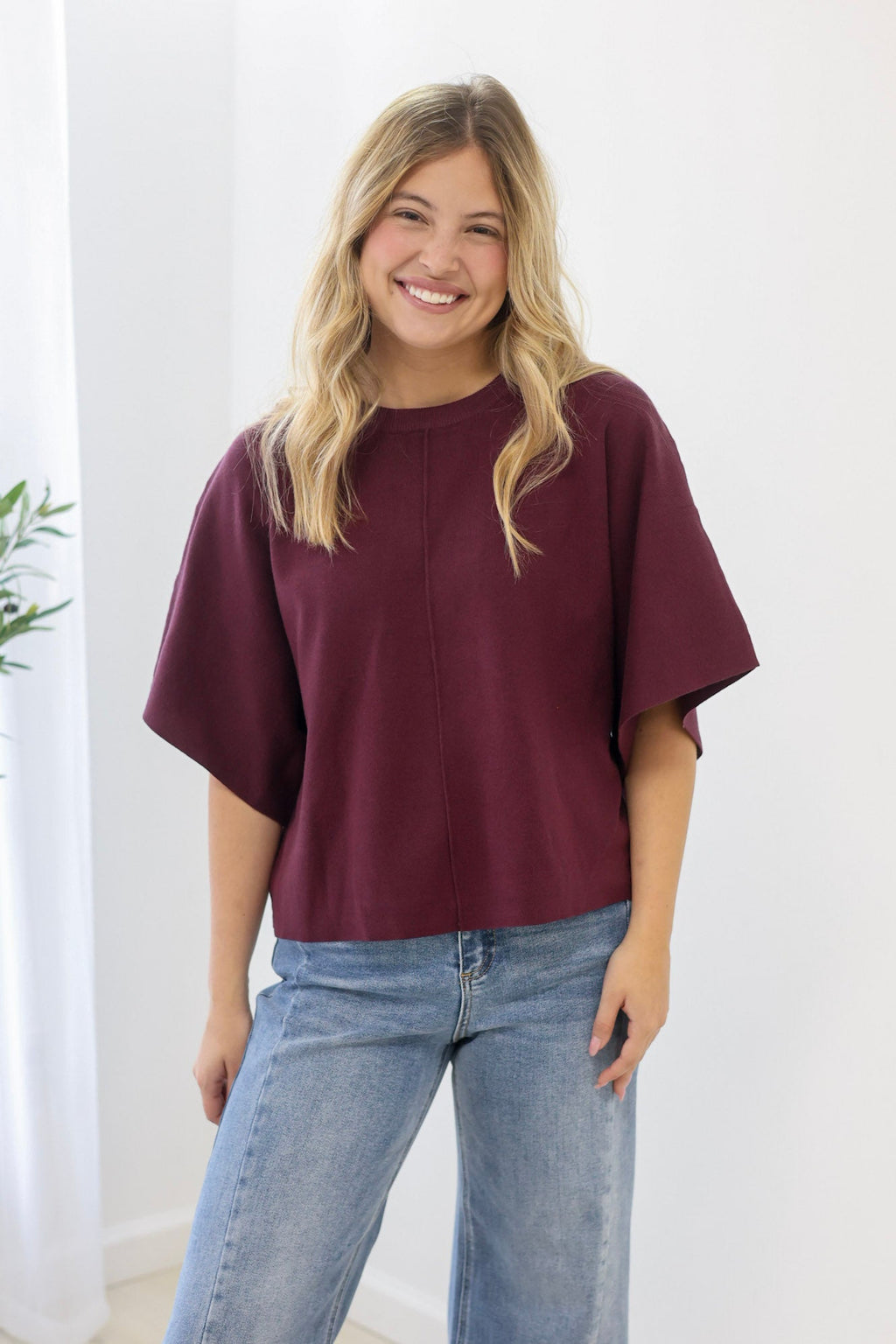 More to Love Merlot Knit Top - view 1
