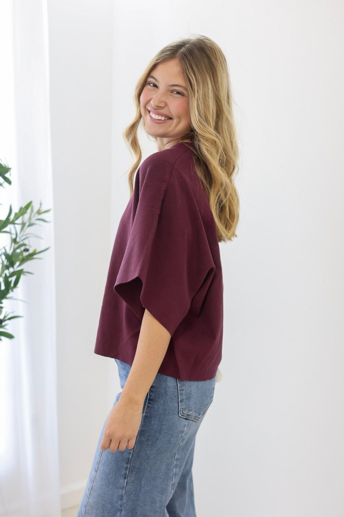More to Love Merlot Knit Top - view 2
