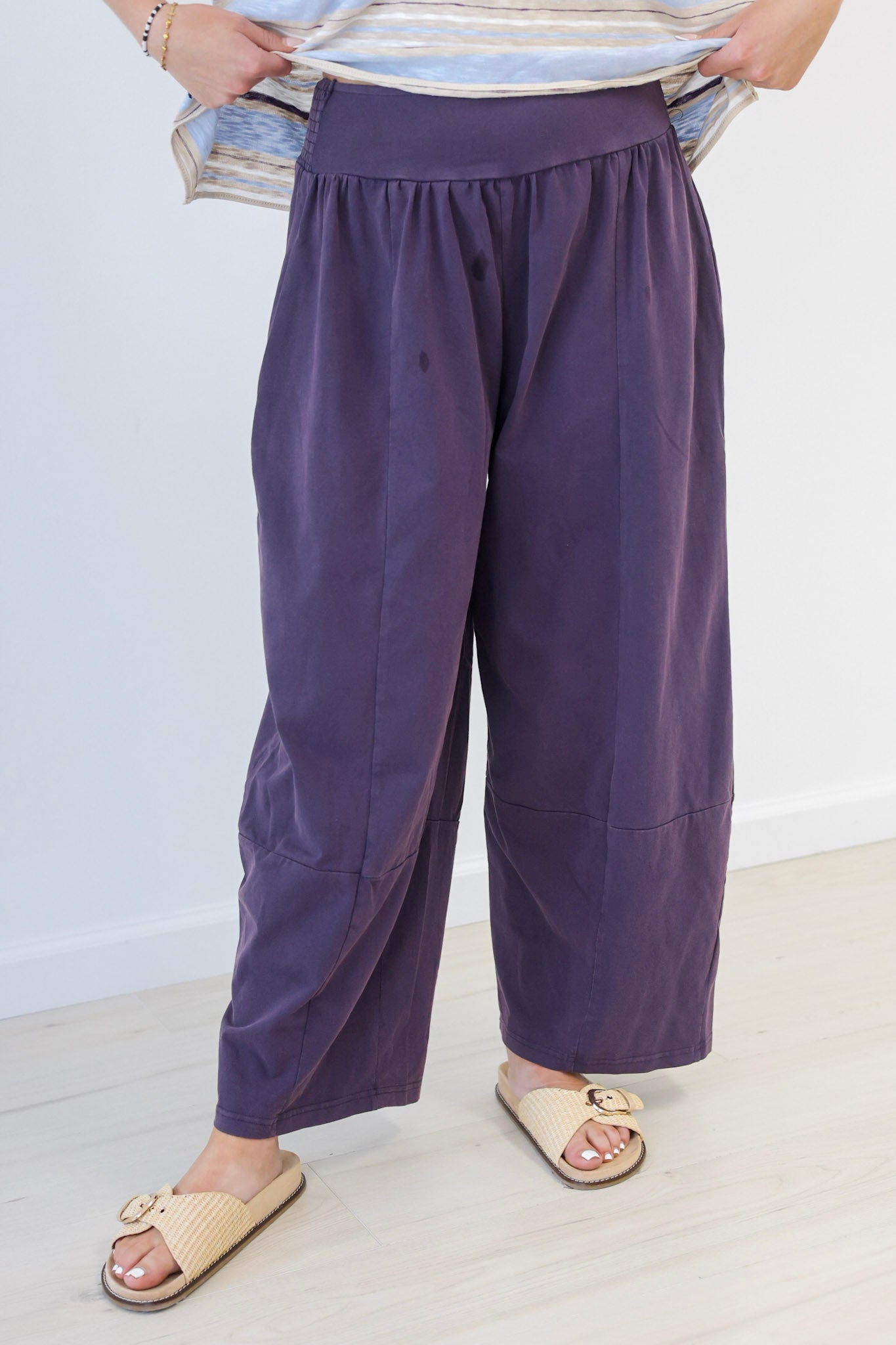 No Worries Plum Barrel Pants - view 1