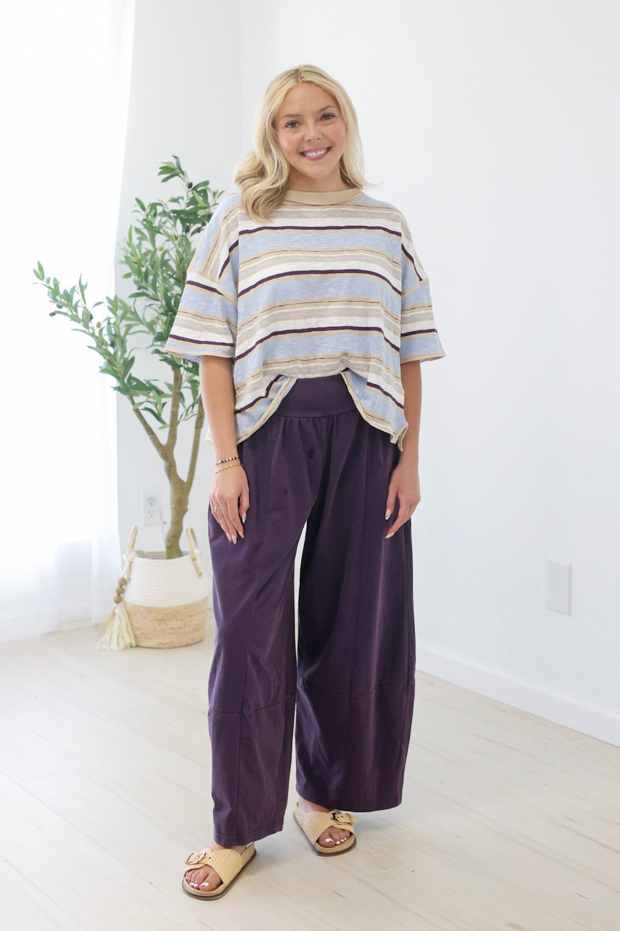 No Worries Plum Barrel Pants - view 4
