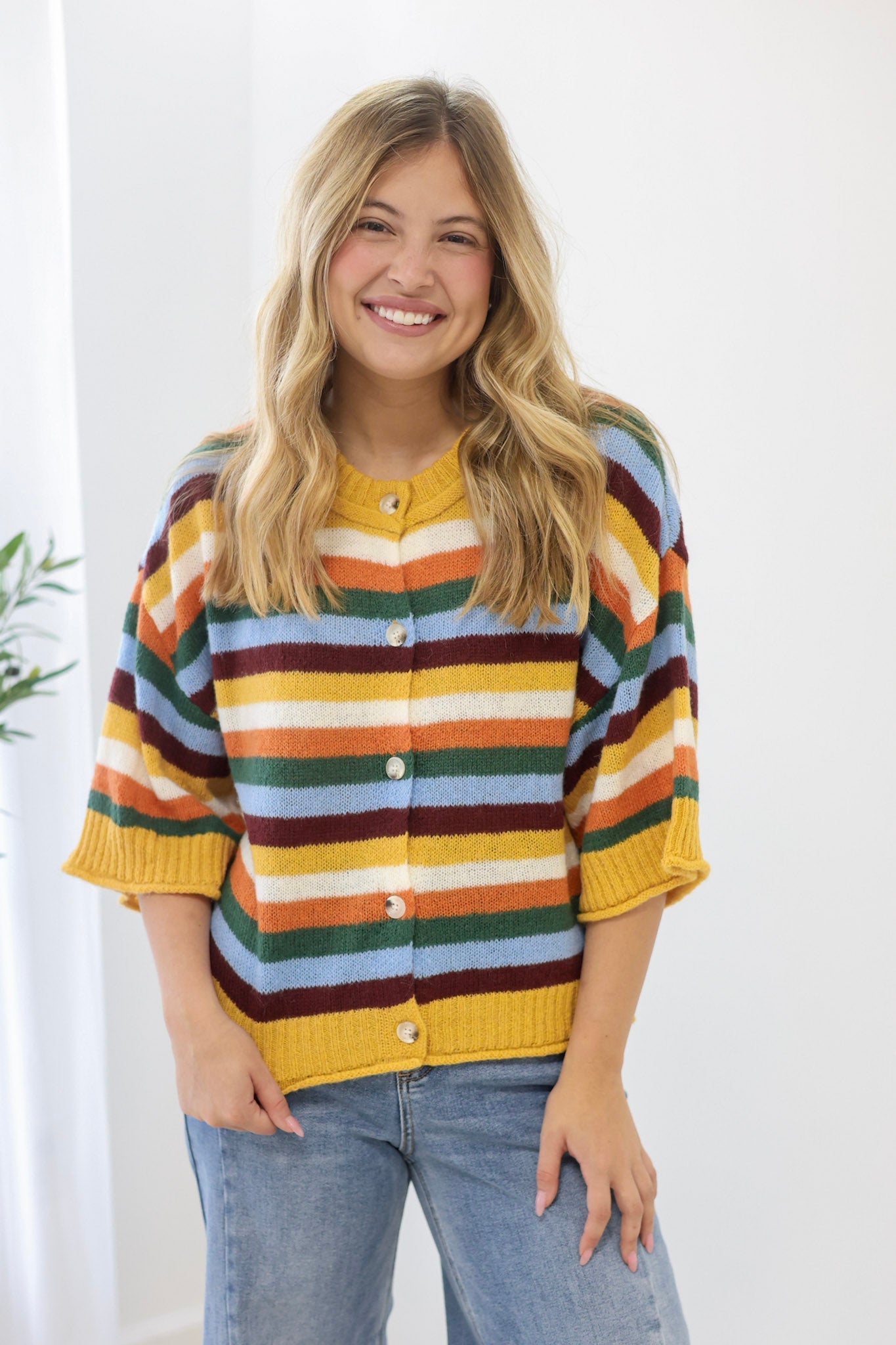 Quiet Weekend Multi Striped Cardigan Top - view 1