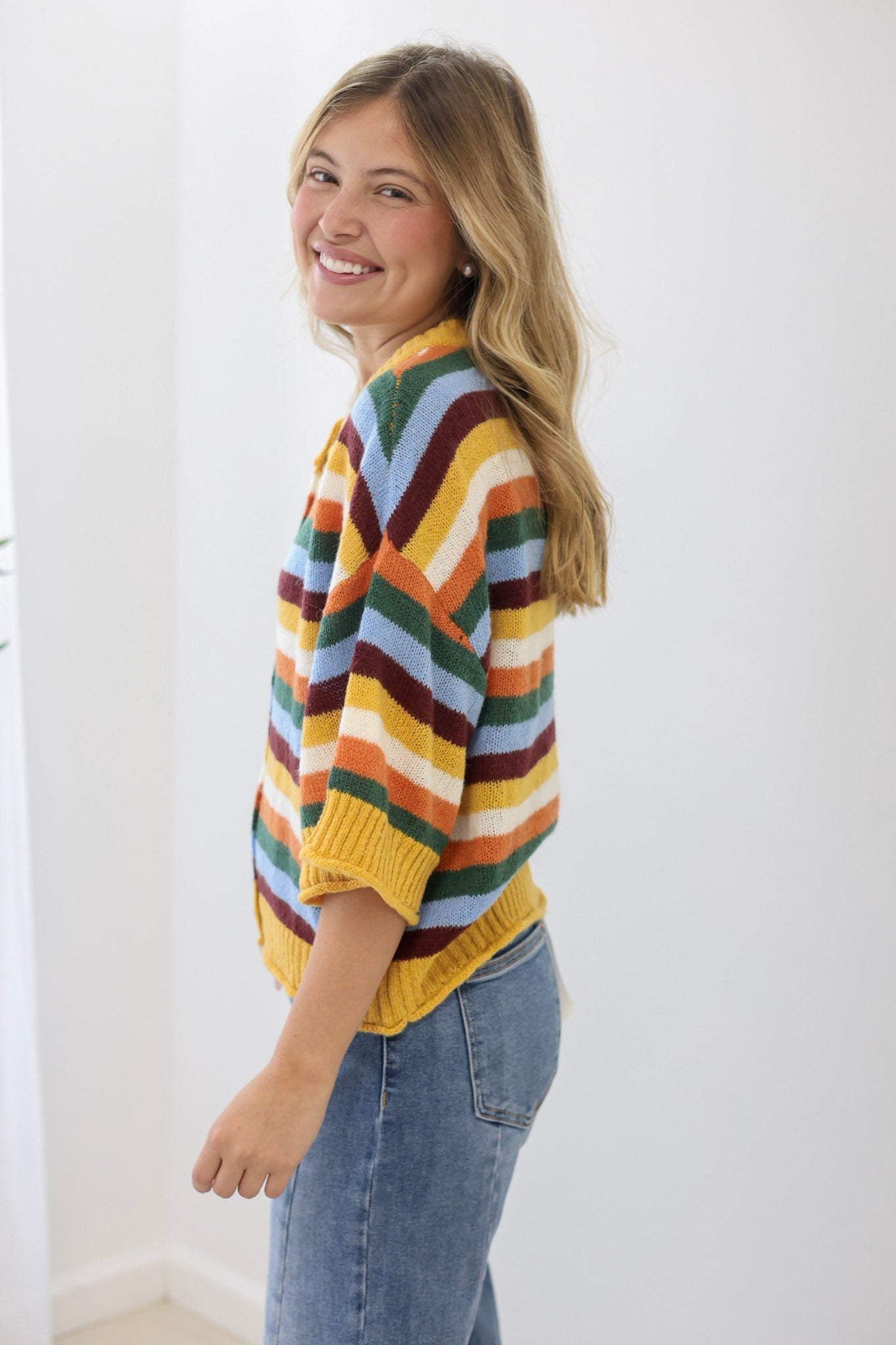 Quiet Weekend Multi Striped Cardigan Top - view 2