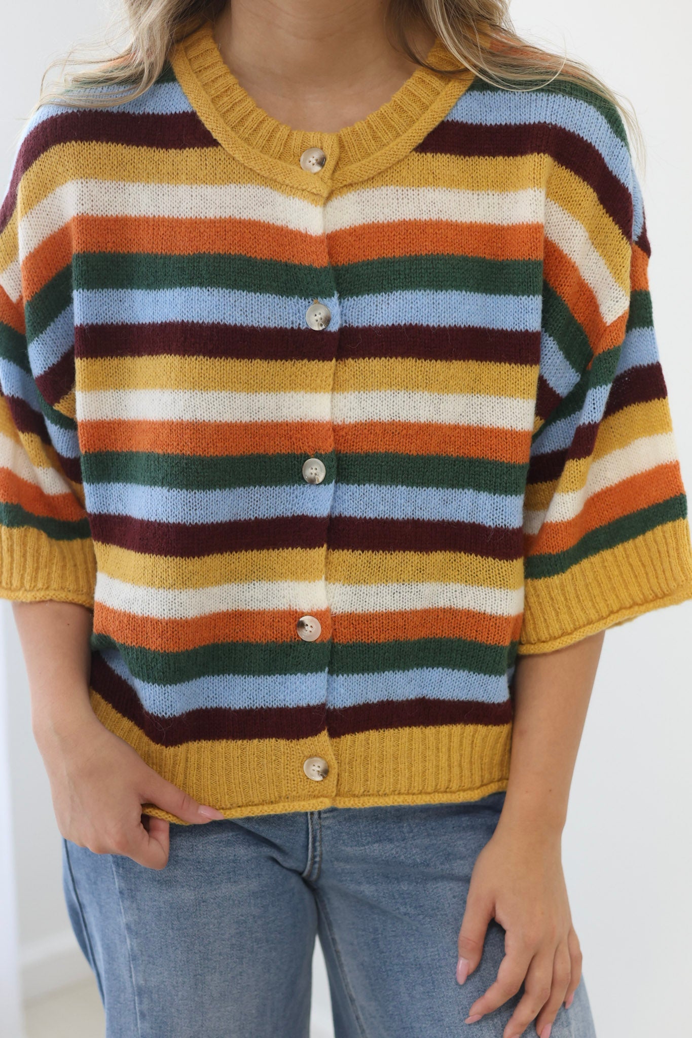 Quiet Weekend Multi Striped Cardigan Top - view 3