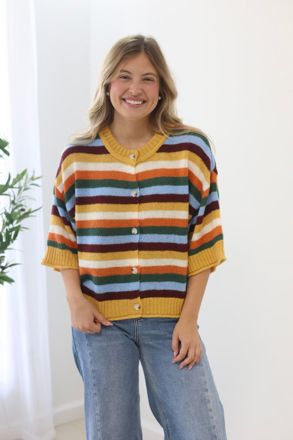 Quiet Weekend Multi Striped Cardigan Top - view 4