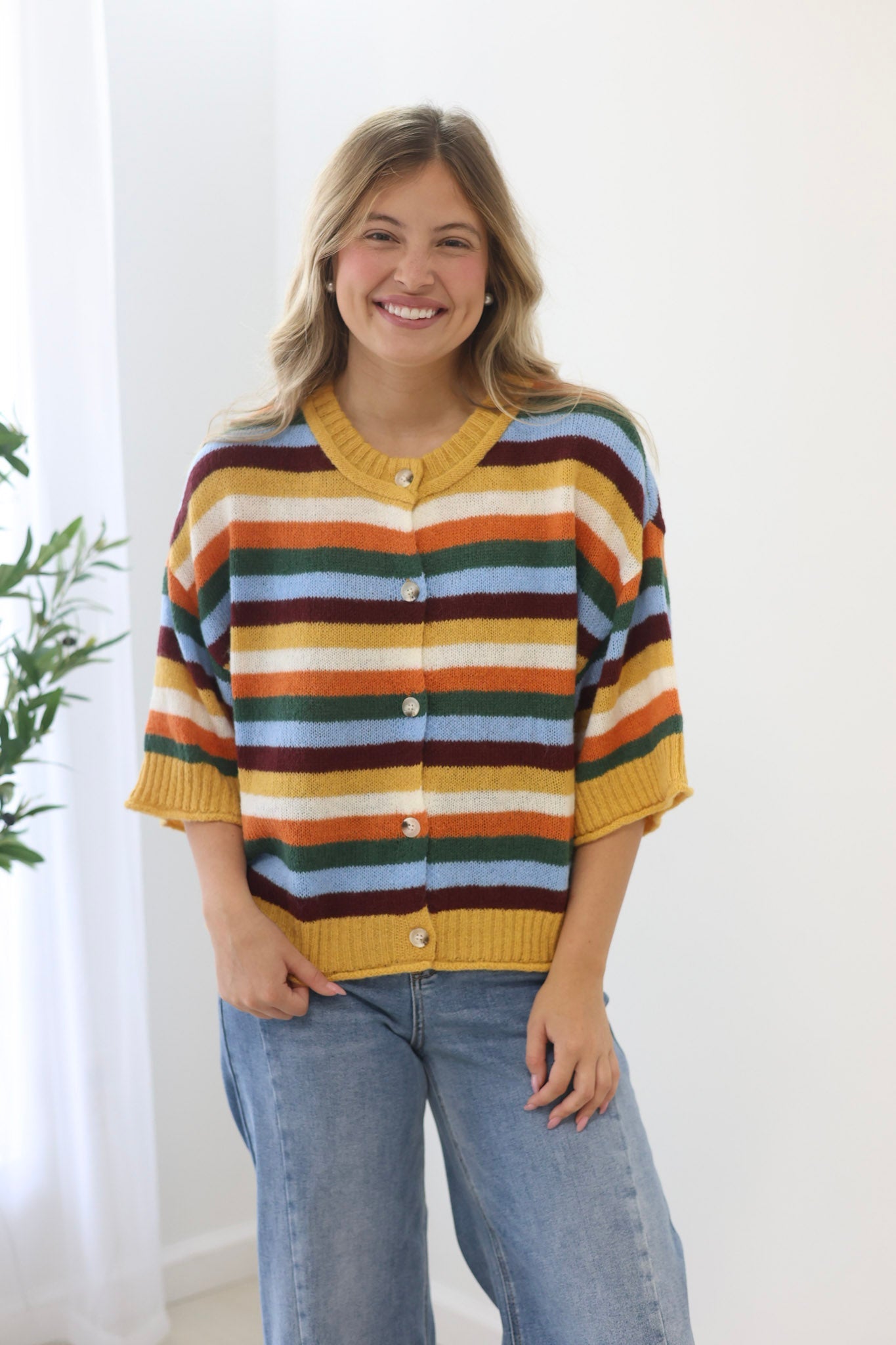 Quiet Weekend Multi Striped Cardigan Top - view 4