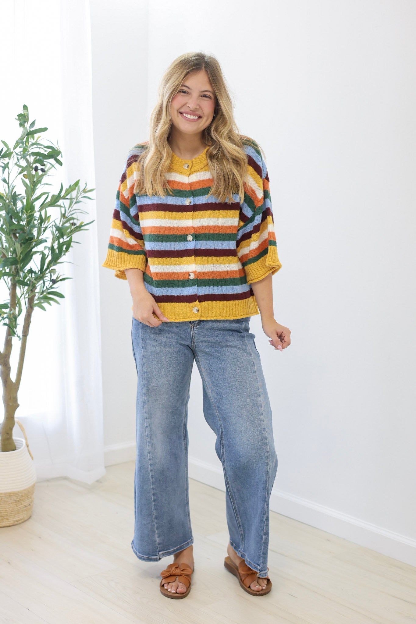 Quiet Weekend Multi Striped Cardigan Top - view 5
