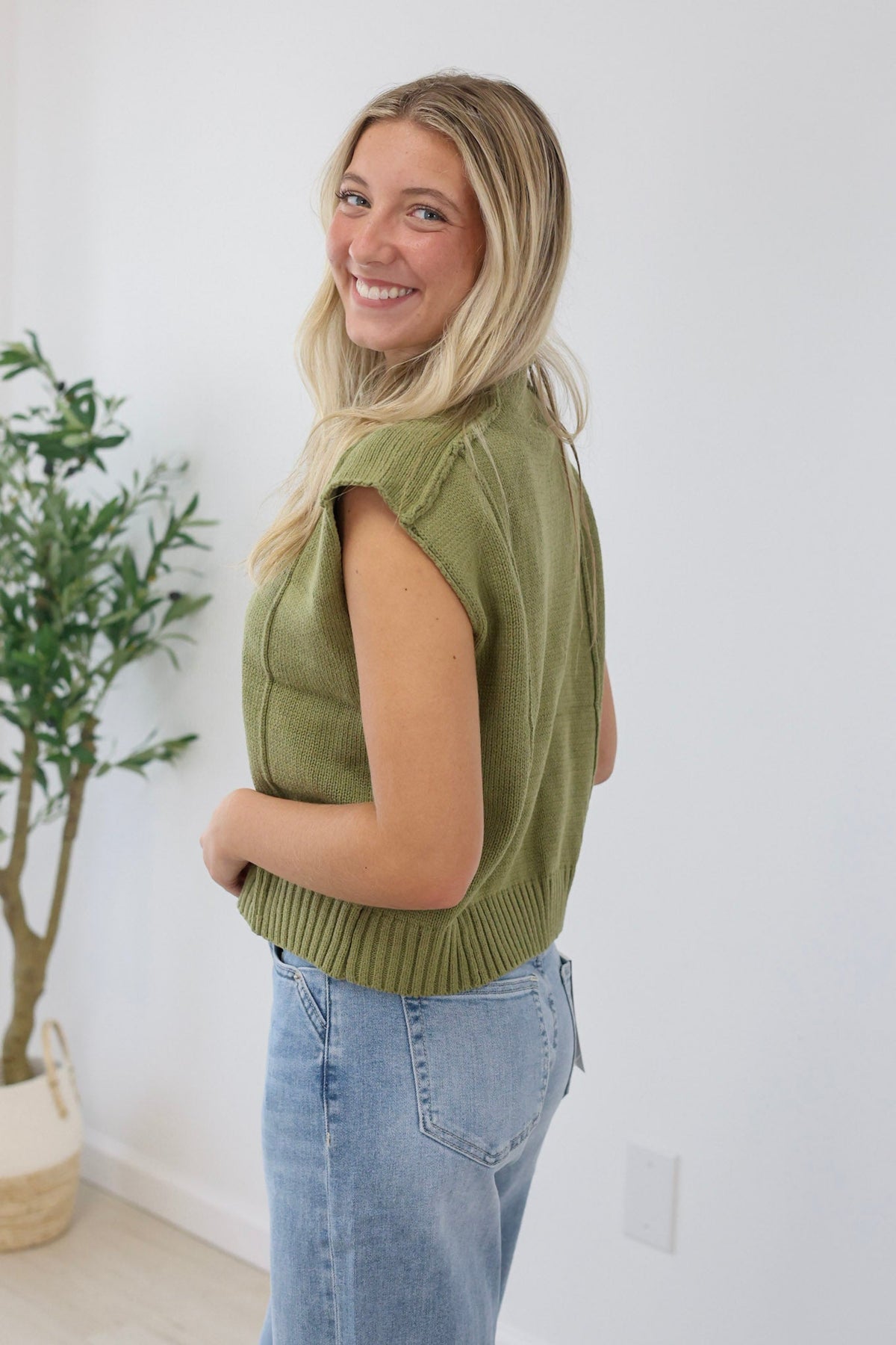 Way Over There Olive Sweater - view 3